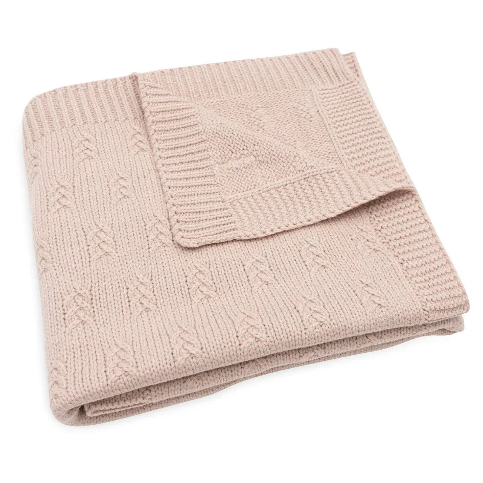 Jollein® Crib Blanket 75x100 Grain Knit Wild Rose - Image 3