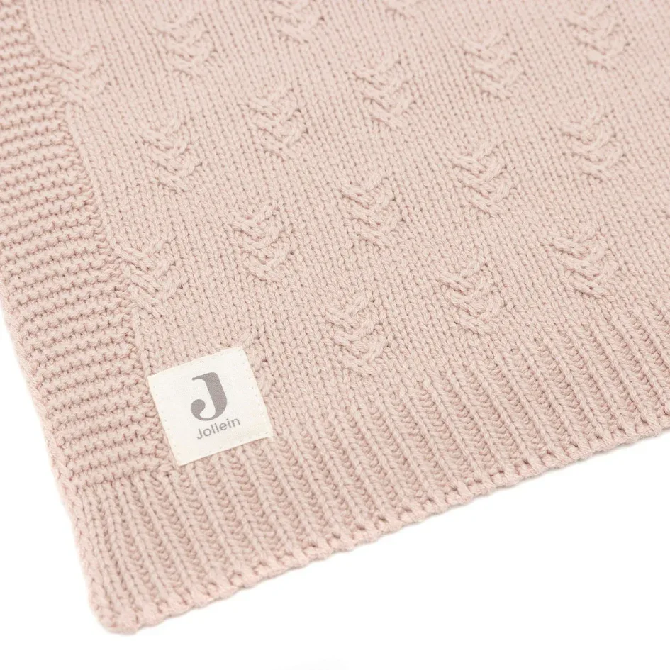 Jollein® Crib Blanket 75x100 Grain Knit Wild Rose - Image 4