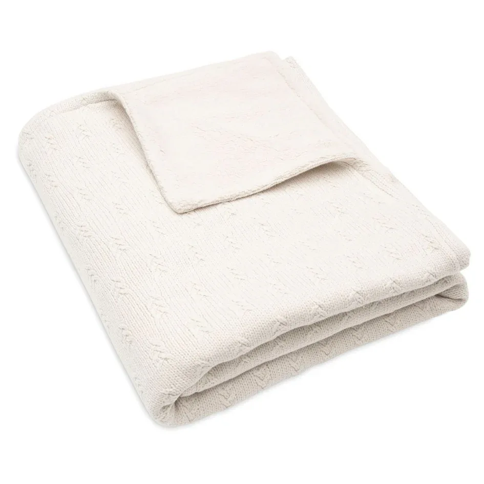 Jollein® Crib Blanket Grain Knit Oatmeal/Velvet 100x150 - Image 4