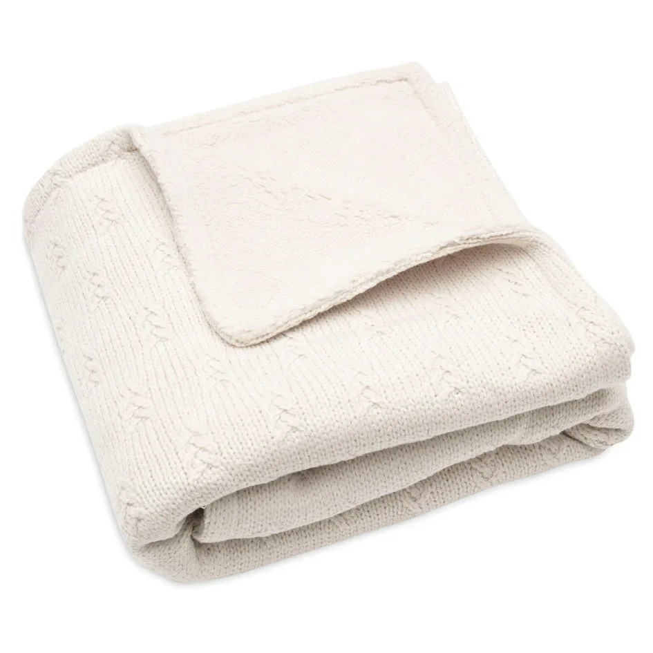 Jollein® Crib Blanket Grain Knit Oatmeal/Velvet 75x100 - Image 2