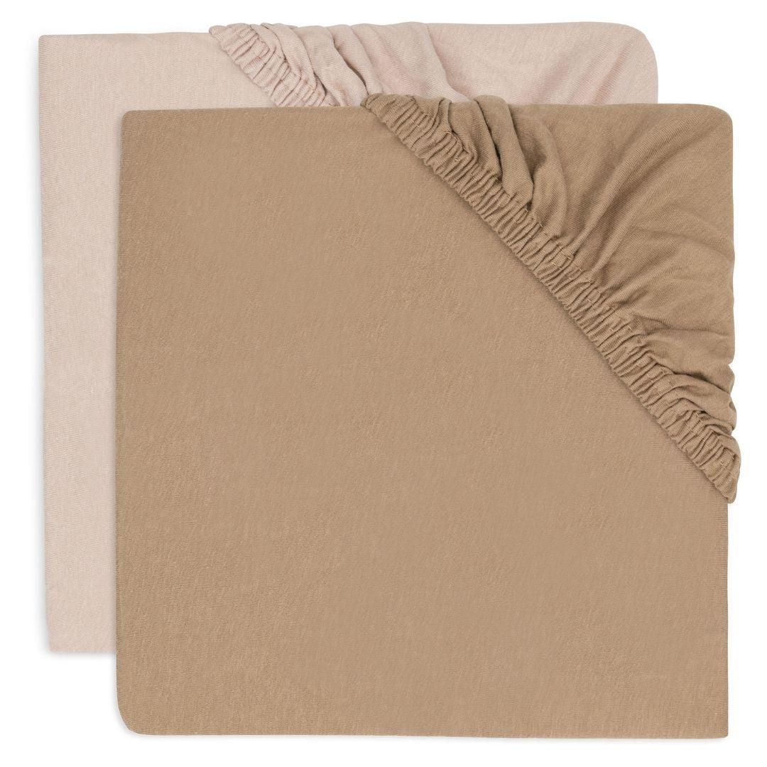 Jollein® Fitted Sheet Jersey 40/50x80/90 Wild Rose/Biscuit 2 Pack