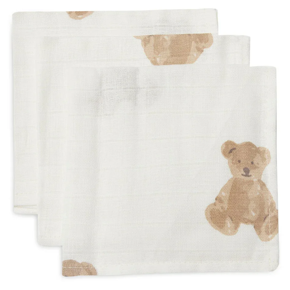 Jollein® Mouth cloth hydrophilic Teddy Bear 31x31 3pcs