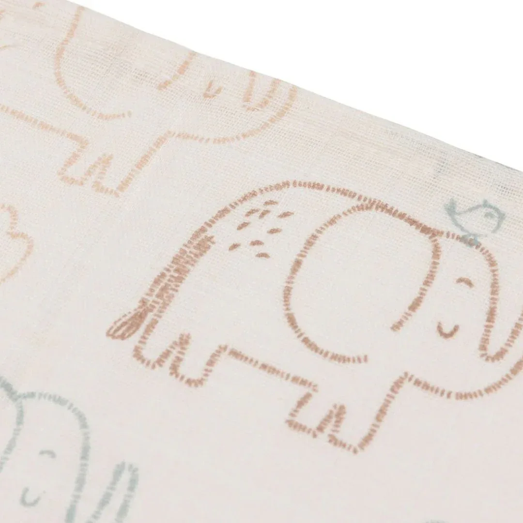 Jollein® Set of 3 muslin cloths Elephant Tales 31x31 cm - Image 3