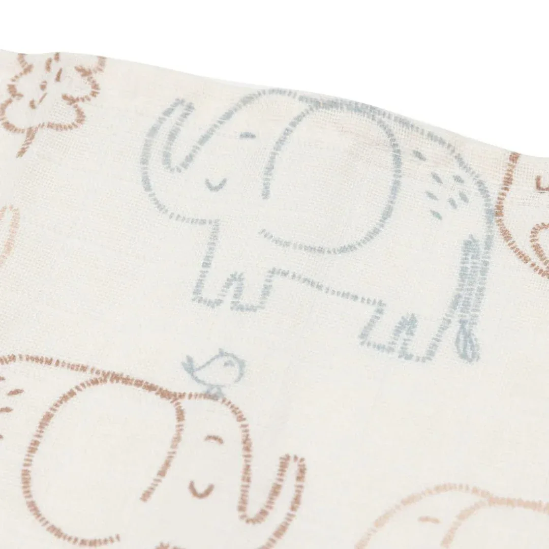 ollein® Set of 3 Muslin cloths 70x70 cm Elephant Tales - Image 3