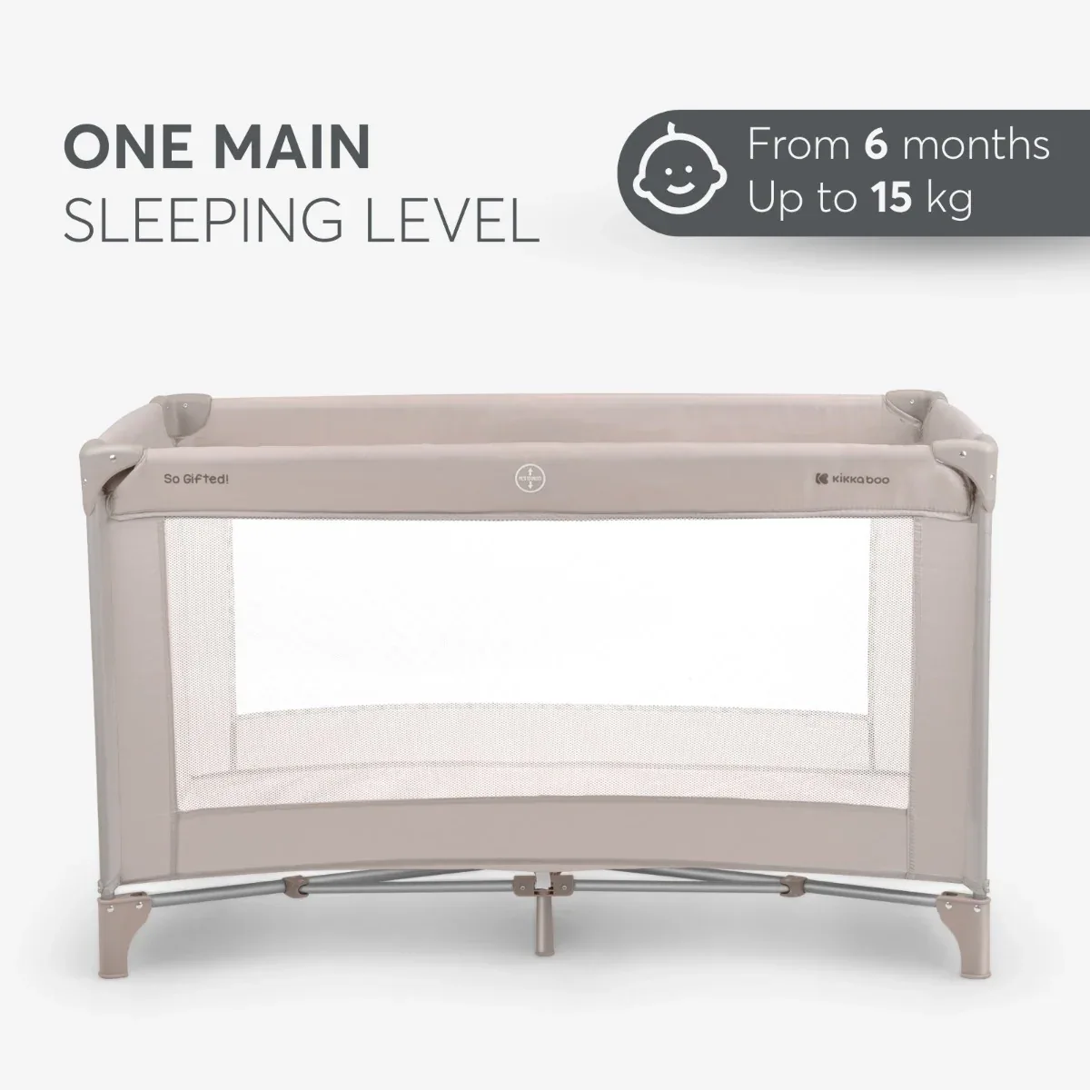 KikkaBoo® Baby cot 1 level 125x65 So Gifted Beige - Image 3