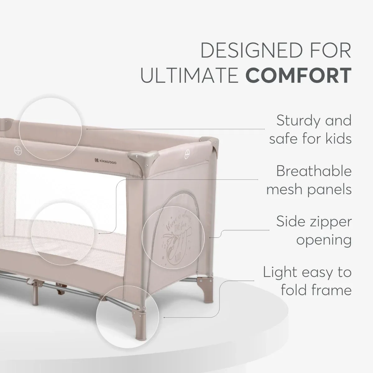 KikkaBoo® Baby cot 1 level 125x65 So Gifted Beige - Image 6