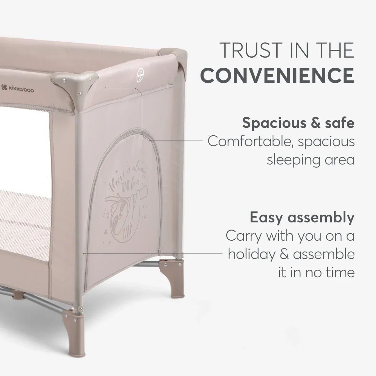 KikkaBoo® Baby cot 1 level 125x65 So Gifted Beige - Image 8