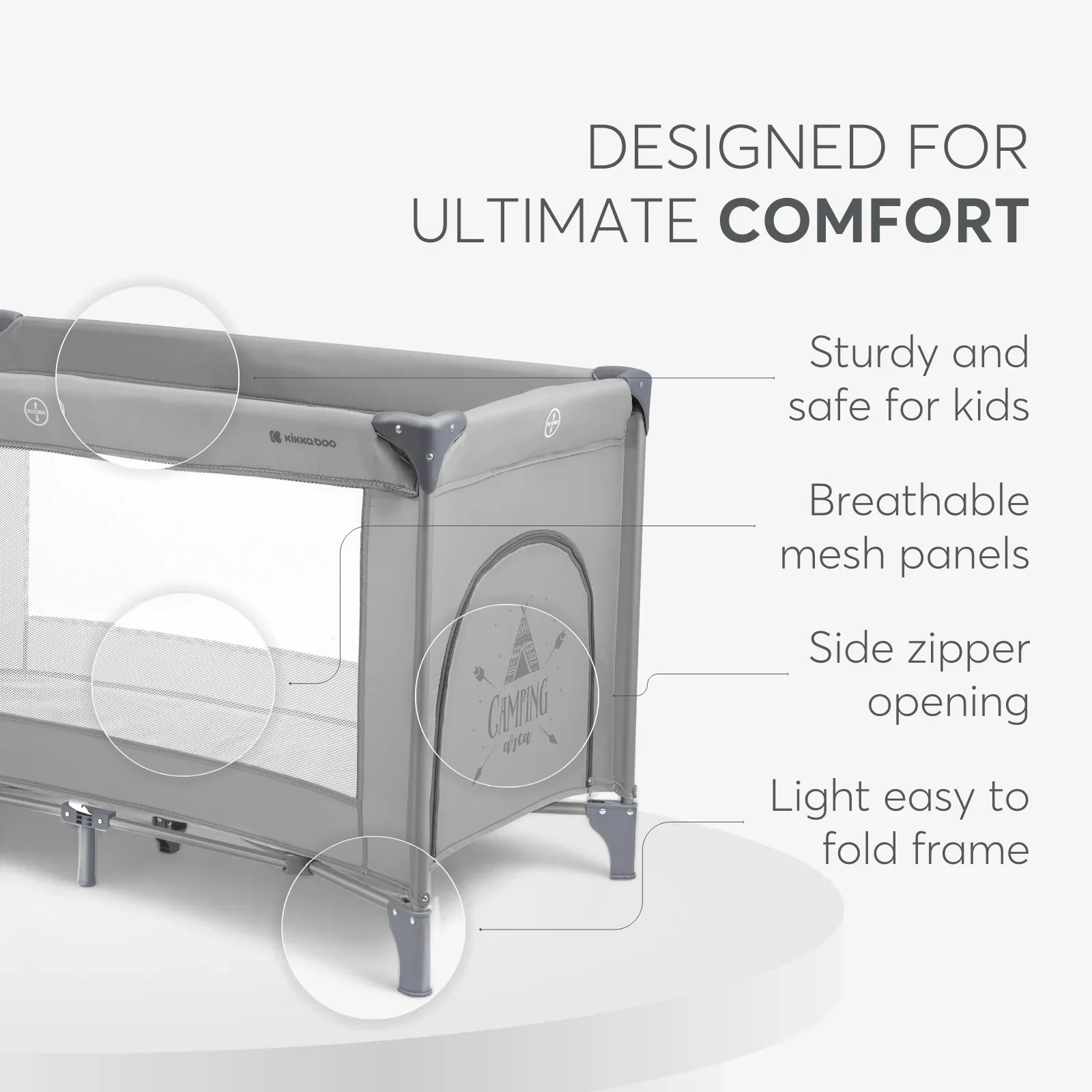 KikkaBoo® Baby cot 1 level 125x65 So Gifted Grey - Image 6