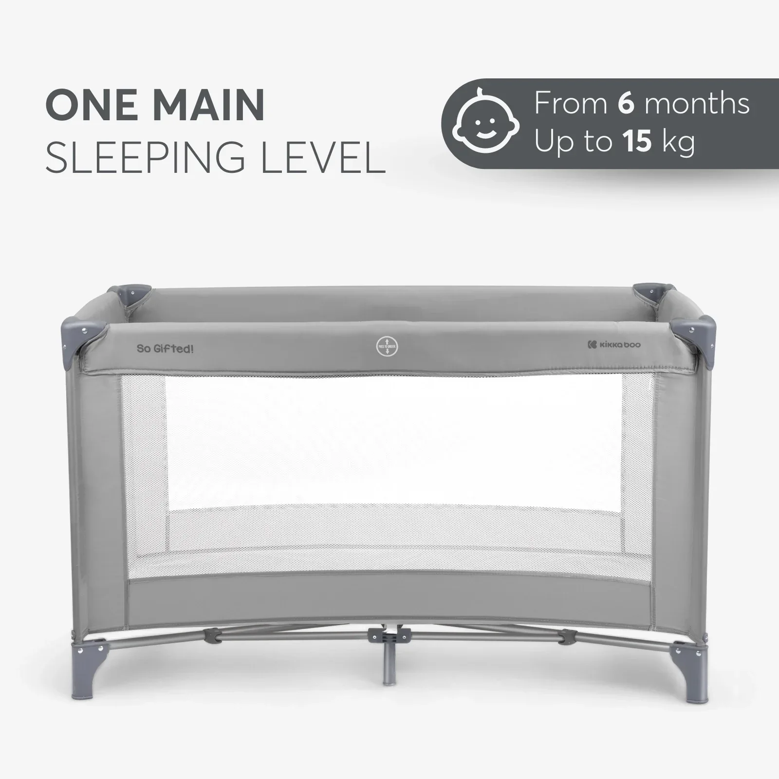 KikkaBoo® Baby cot 1 level 125x65 So Gifted Grey - Image 7