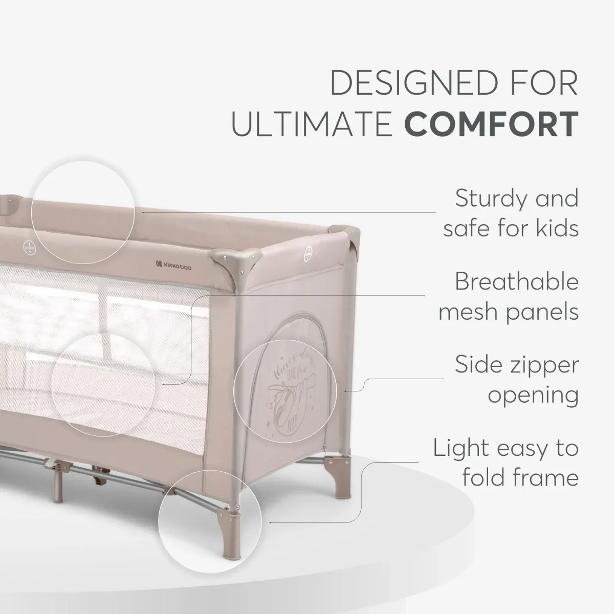 KikkaBoo® Baby cot 2 levels 125x65 So Gifted Beige - Image 5