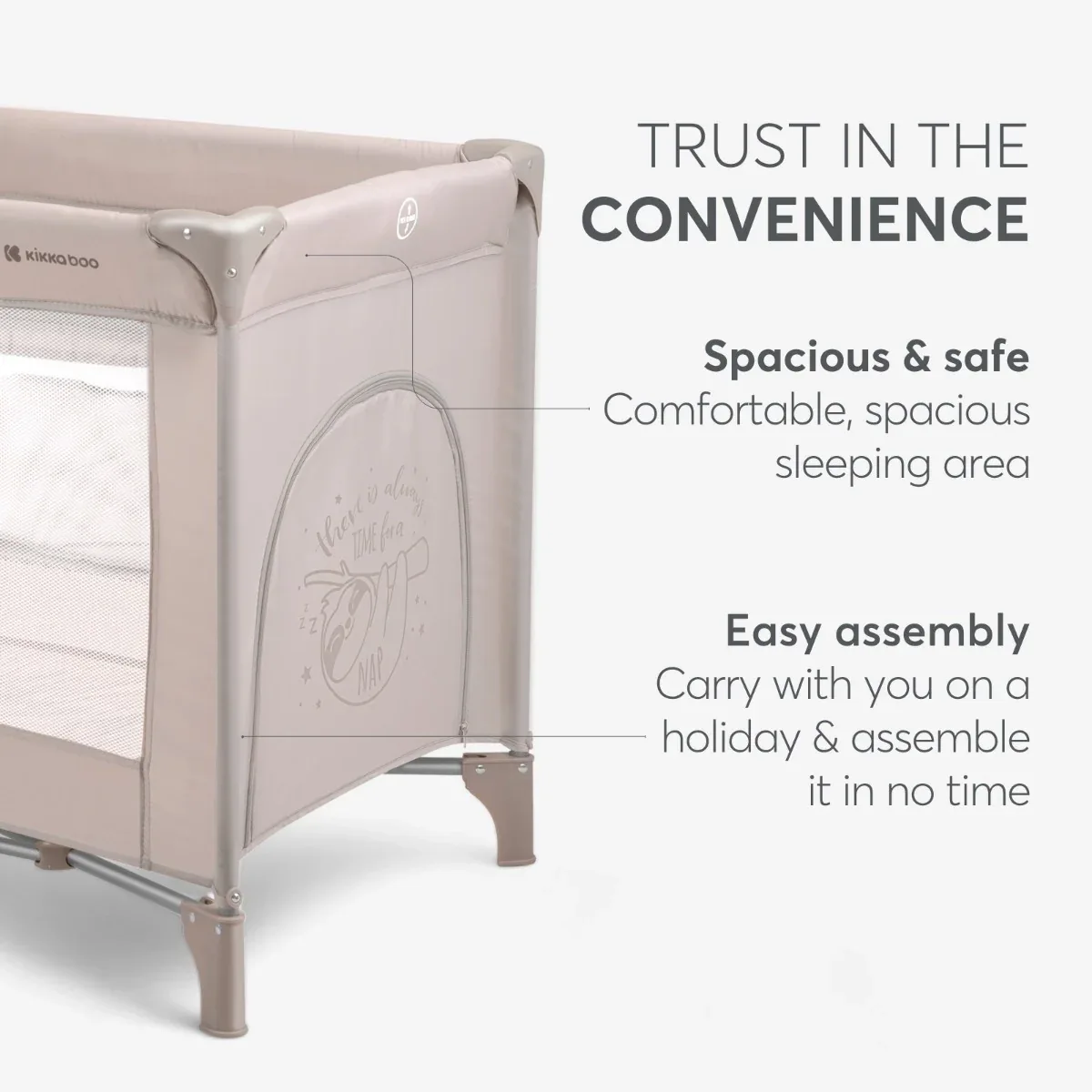 KikkaBoo® Baby cot 2 levels 125x65 So Gifted Beige - Image 8