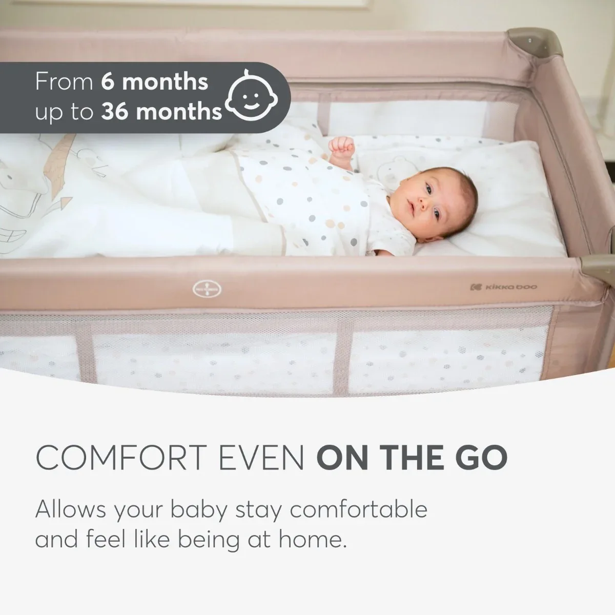 KikkaBoo® Baby cot 2 levels 125x65 So Gifted Beige - Image 9
