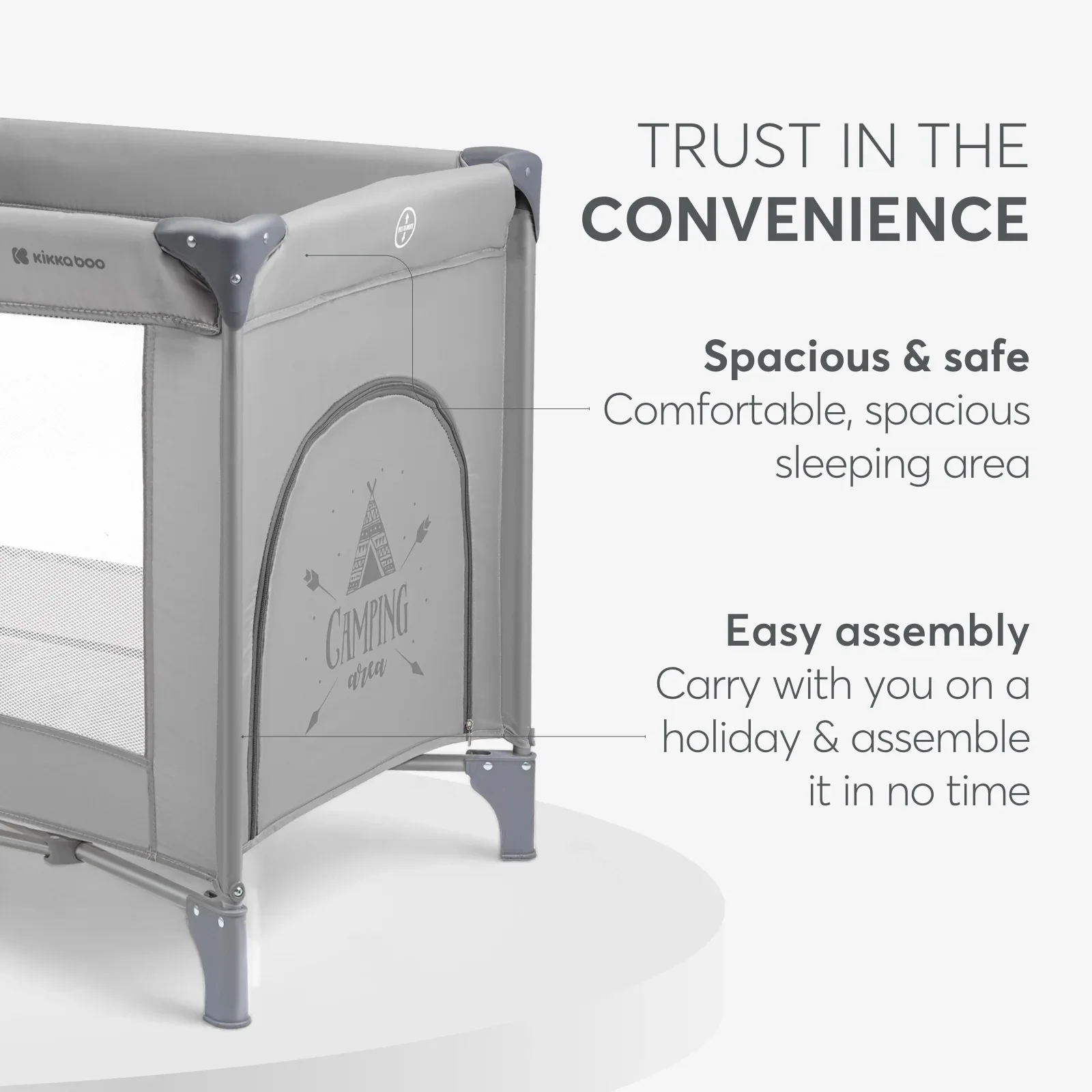 KikkaBoo® Baby cot 2 levels 125x65 So Gifted Grey - Image 10