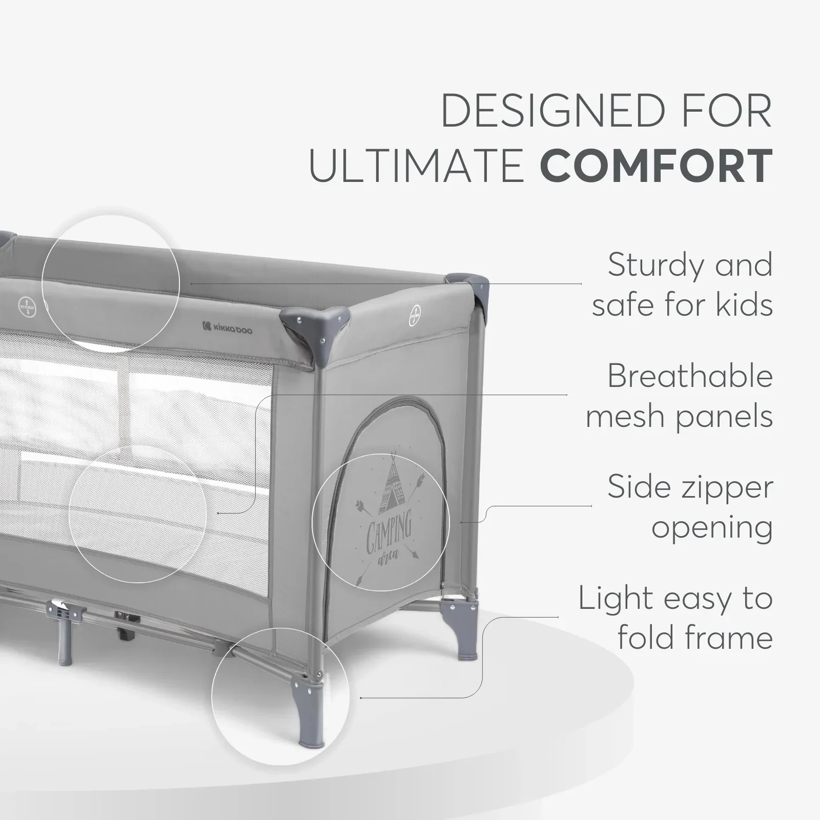 KikkaBoo® Baby cot 2 levels 125x65 So Gifted Grey - Image 8