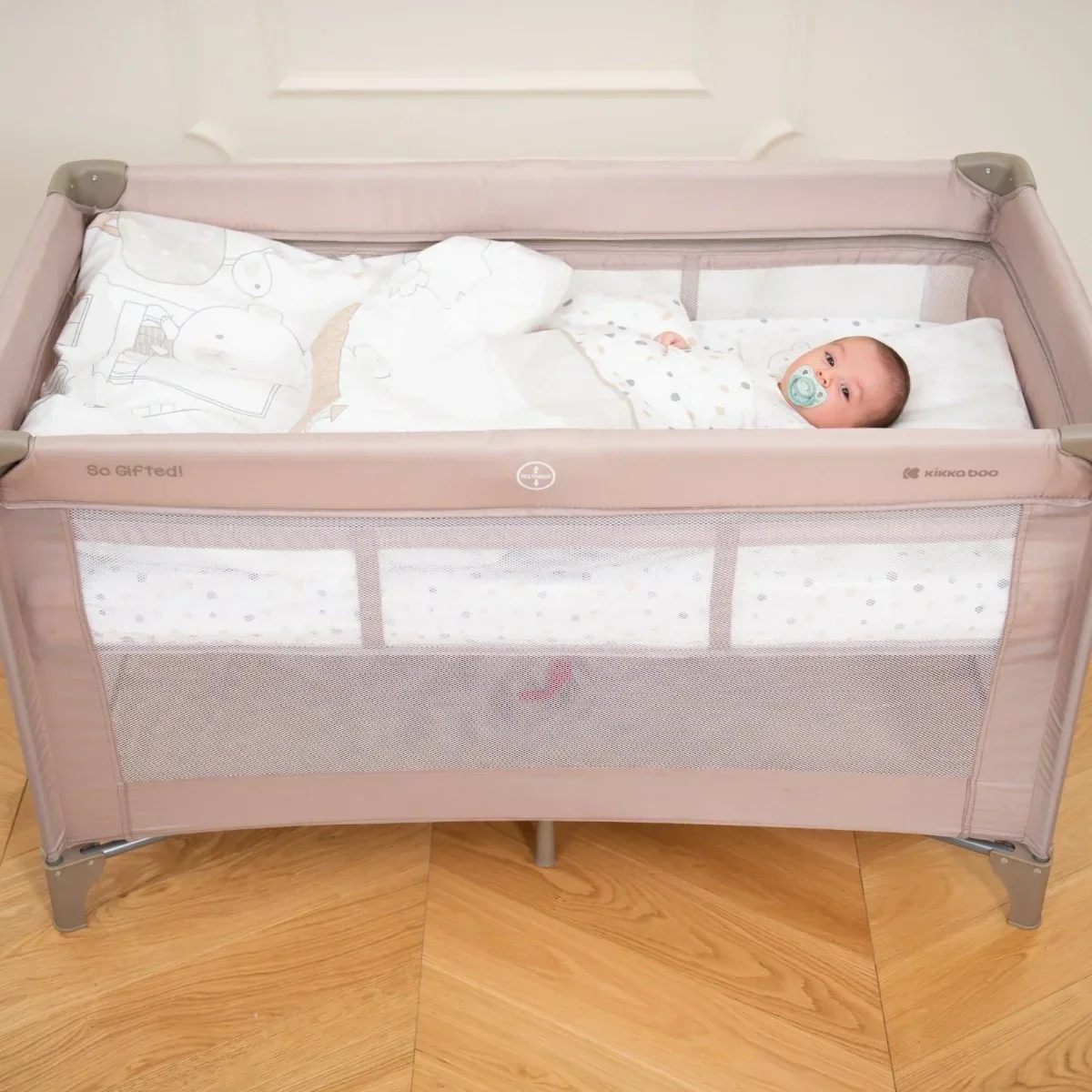 KikkaBoo® Baby cot 2 levels 125x65 So Gifted PLUS Beige - Image 17
