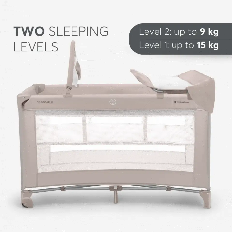 KikkaBoo® Baby cot 2 levels 125x65 So Gifted PLUS Beige - Image 2