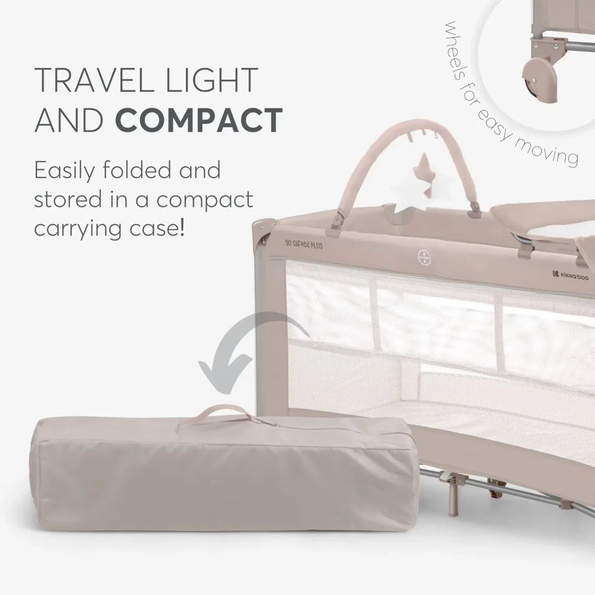 KikkaBoo® Baby cot 2 levels 125x65 So Gifted PLUS Beige - Image 6