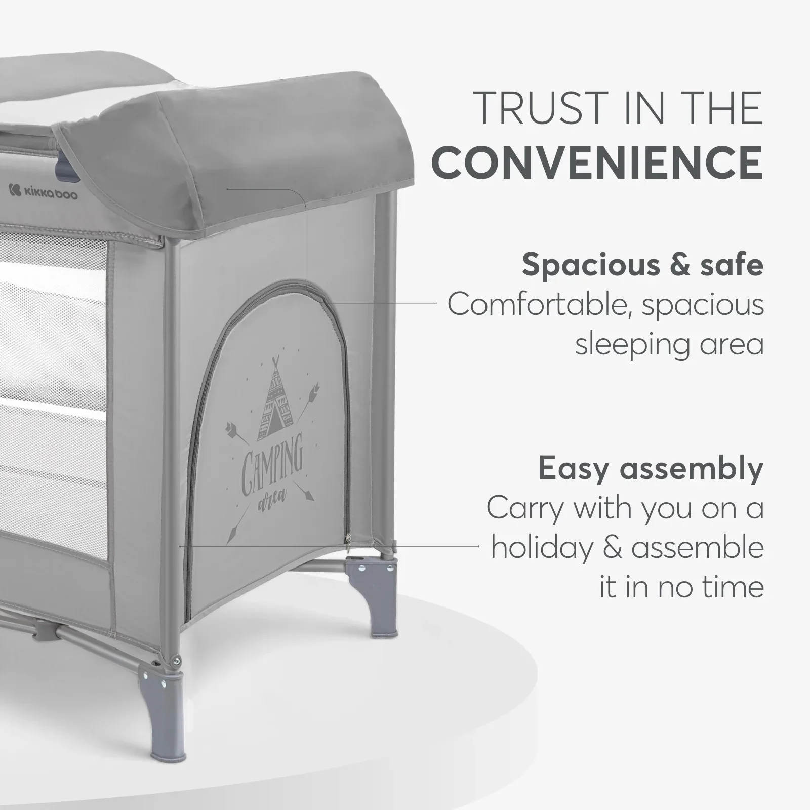 KikkaBoo® Baby cot 2 levels 125x65 So Gifted PLUS Grey - Image 10