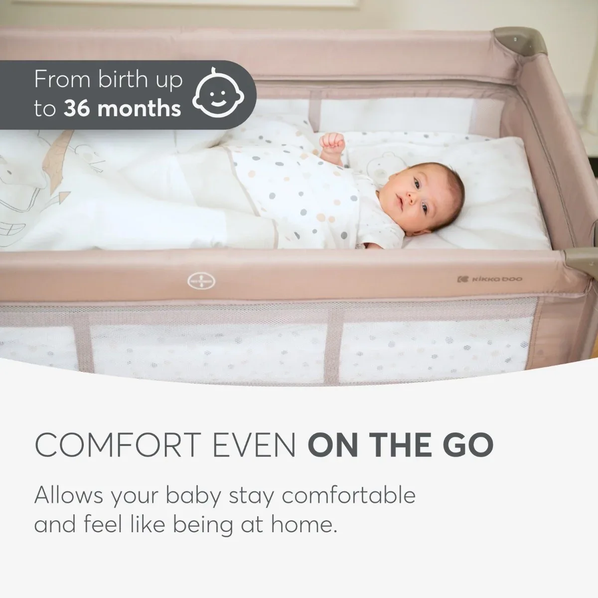 KikkaBoo® Baby cot 2 levels 125x65 So Gifted PLUS Grey - Image 7