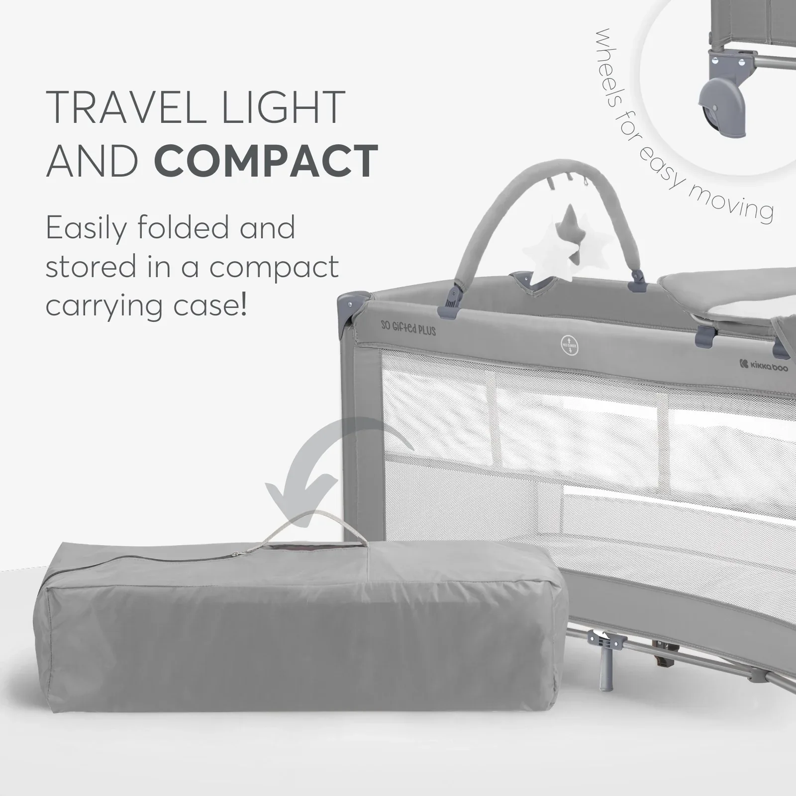 KikkaBoo® Baby cot 2 levels 125x65 So Gifted PLUS Grey - Image 8