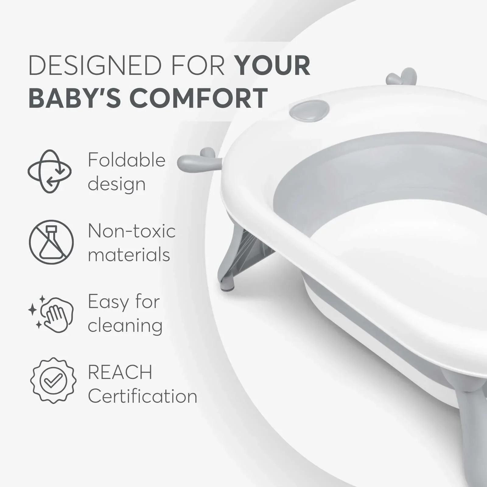 KikkaBoo® Foldable bathtub Foldy Grey - Image 6
