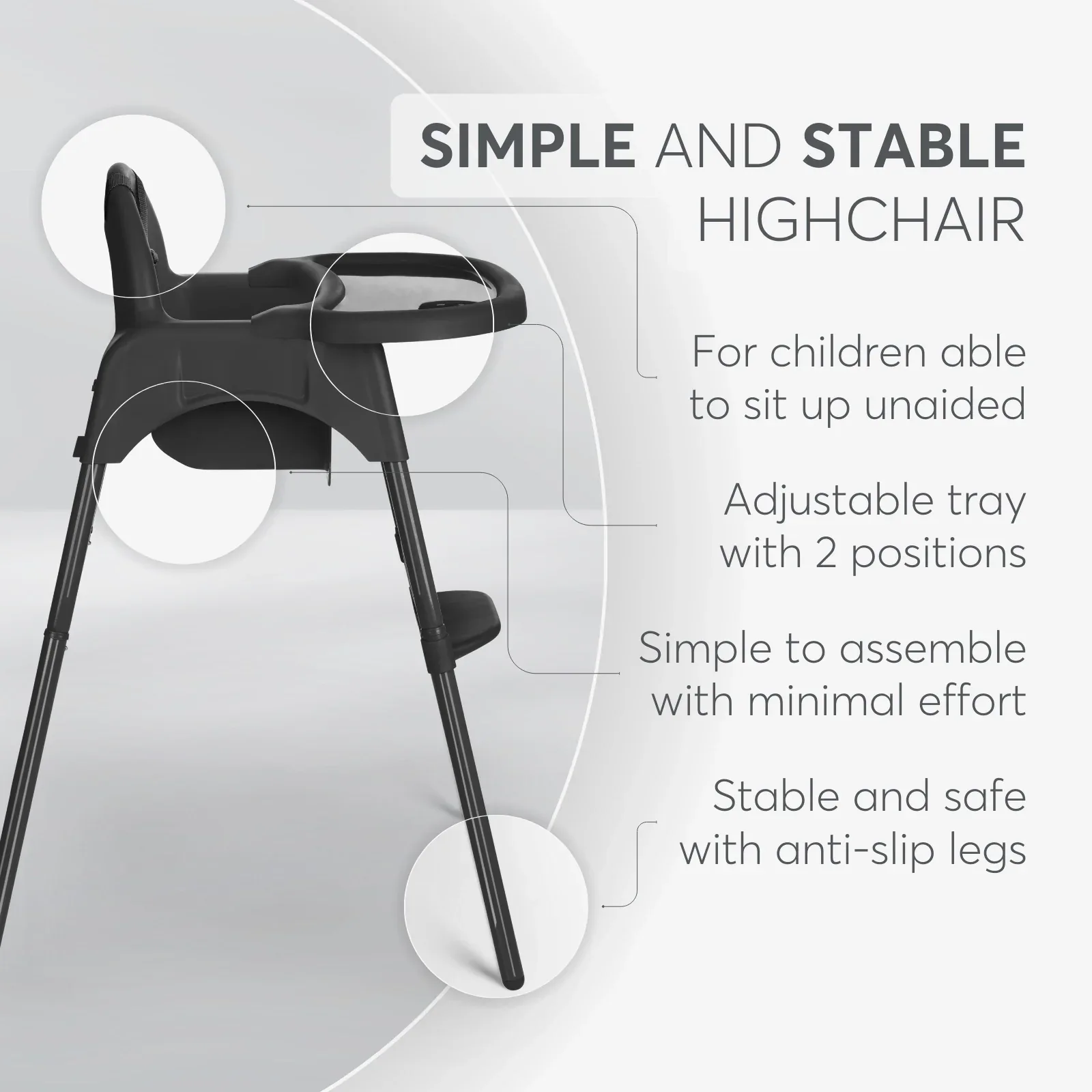 KikkaBoo® Highchair 2in1 Jammy Black - Image 7