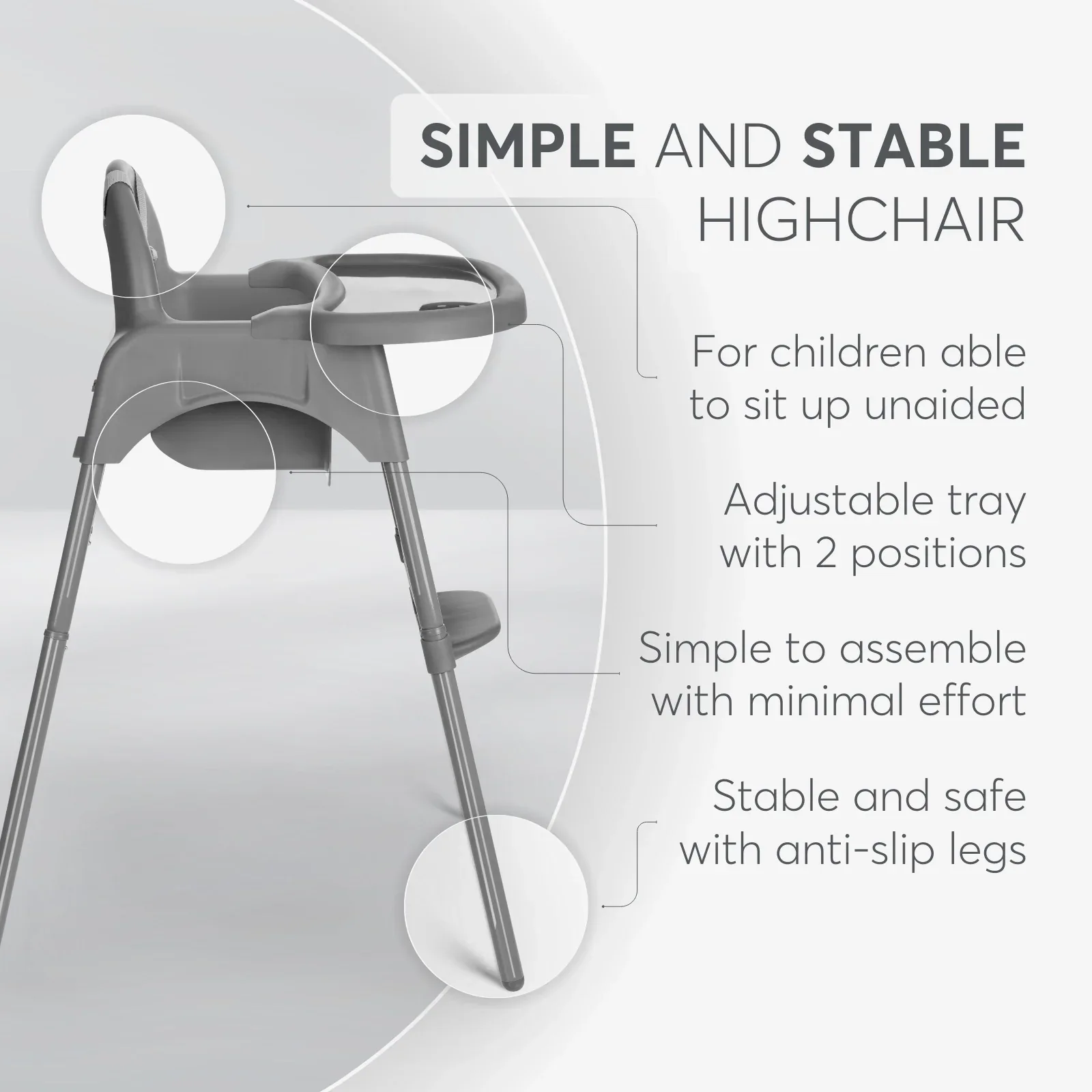 KikkaBoo® Highchair 2in1 Jammy Grey - Image 7