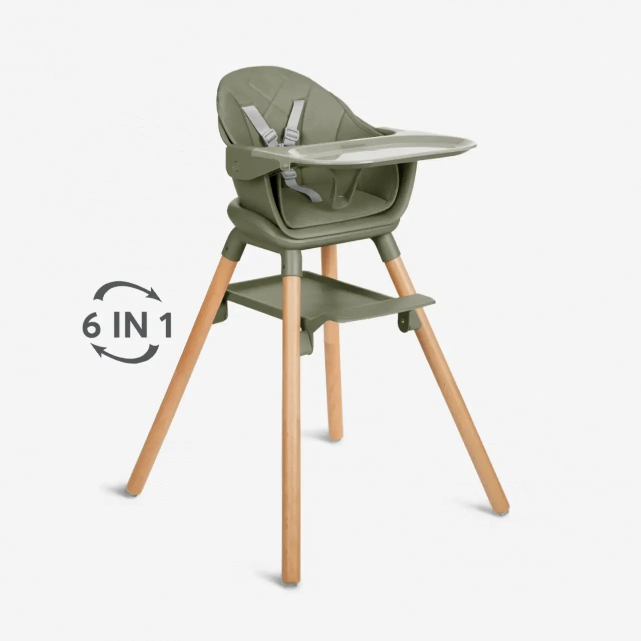 KikkaBoo® Highchair 2in1 Woody Army Green - Image 2