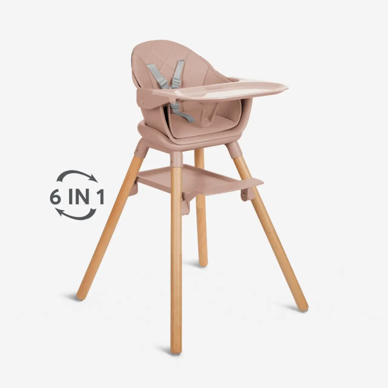 KikkaBoo® Highchair 2in1 Woody Pink - Image 2