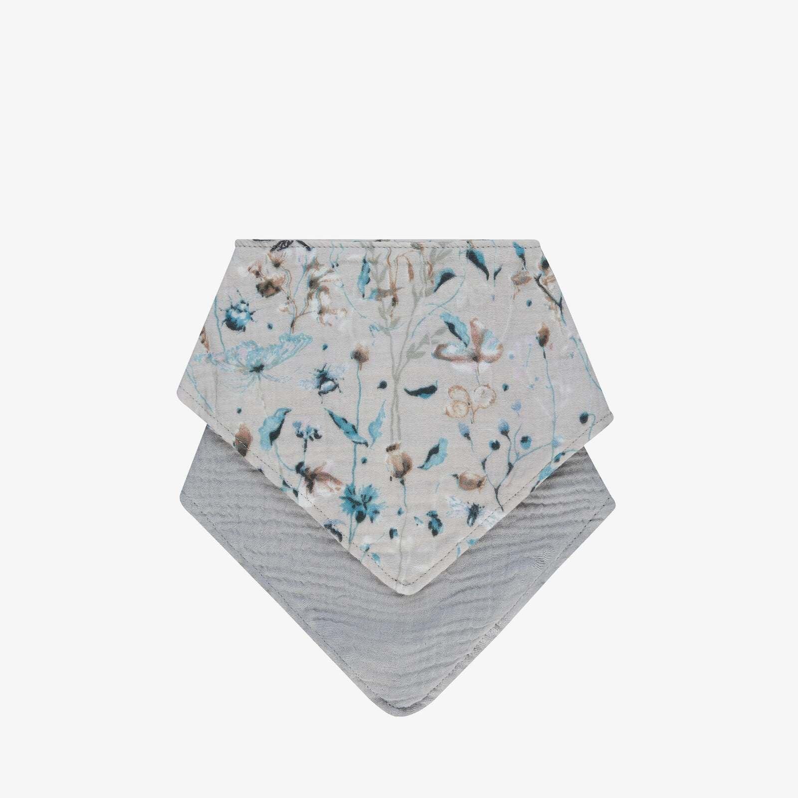KikkaBoo® Muslin bibs set 2 pcs Dreamy Fields Grey