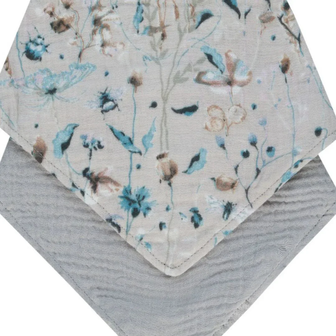 KikkaBoo® Muslin bibs set 2 pcs Dreamy Fields Grey - Image 5