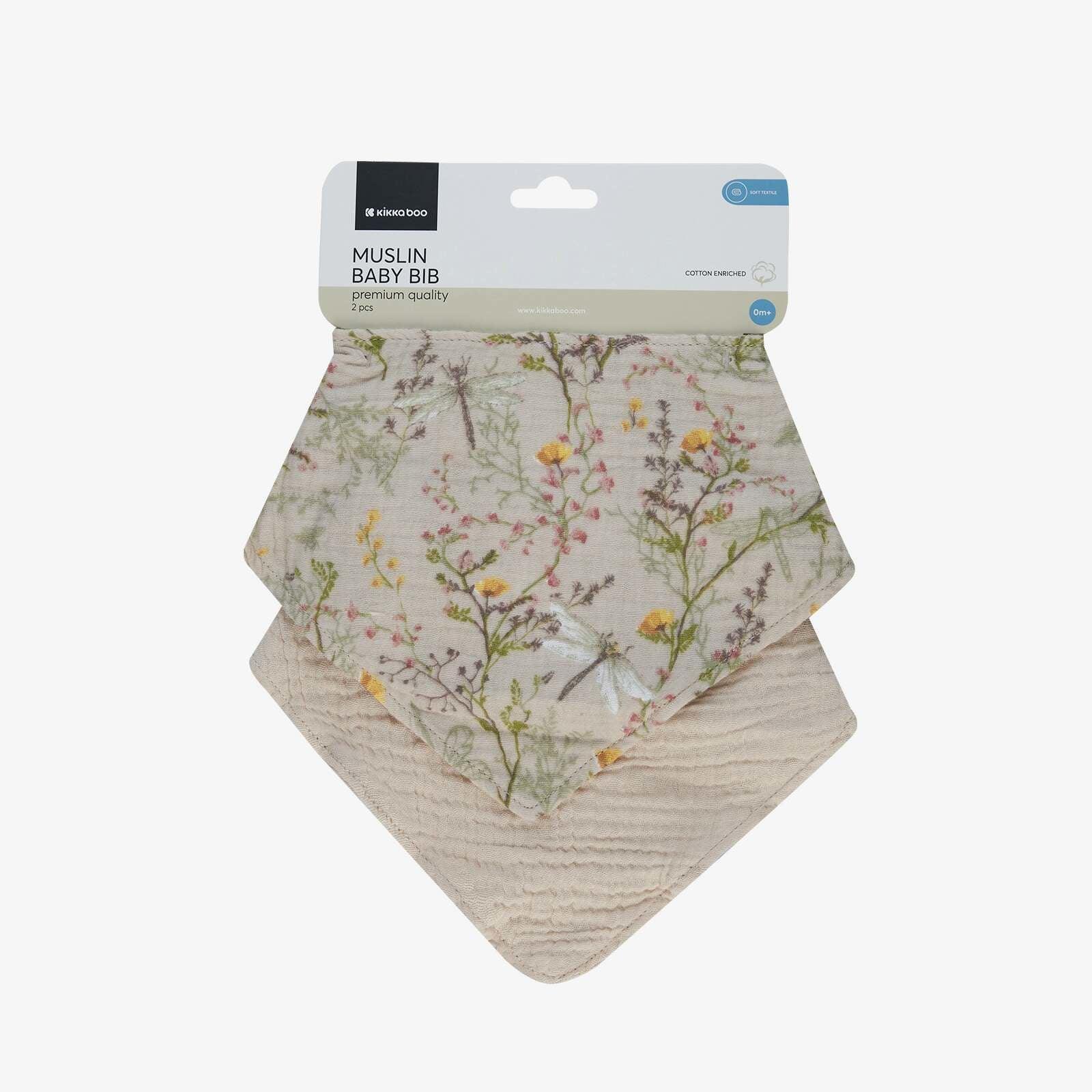 KikkaBoo® Muslin bibs set 2 pcs Secret Garden Beige - Image 2
