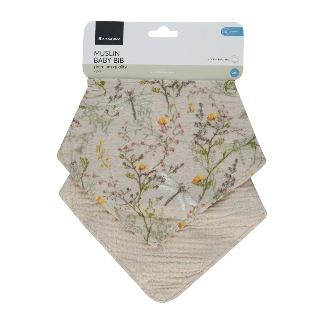 KikkaBoo® Muslin bibs set 2 pcs Secret Garden Beige - Image 4