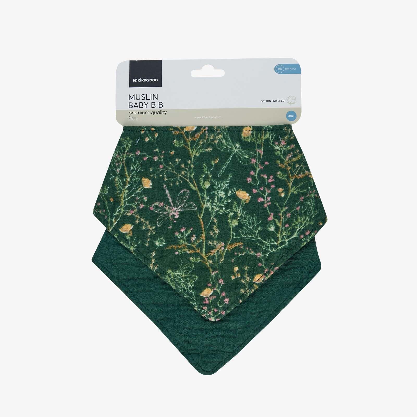 KikkaBoo® Muslin bibs set 2 pcs Secret Garden Green - Image 2