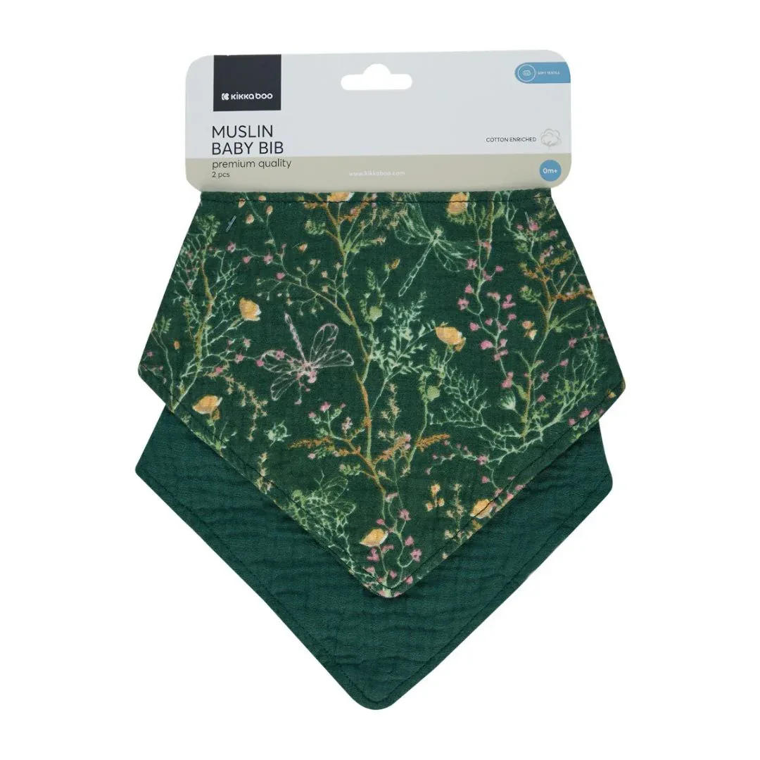 KikkaBoo® Muslin bibs set 2 pcs Secret Garden Green - Image 4