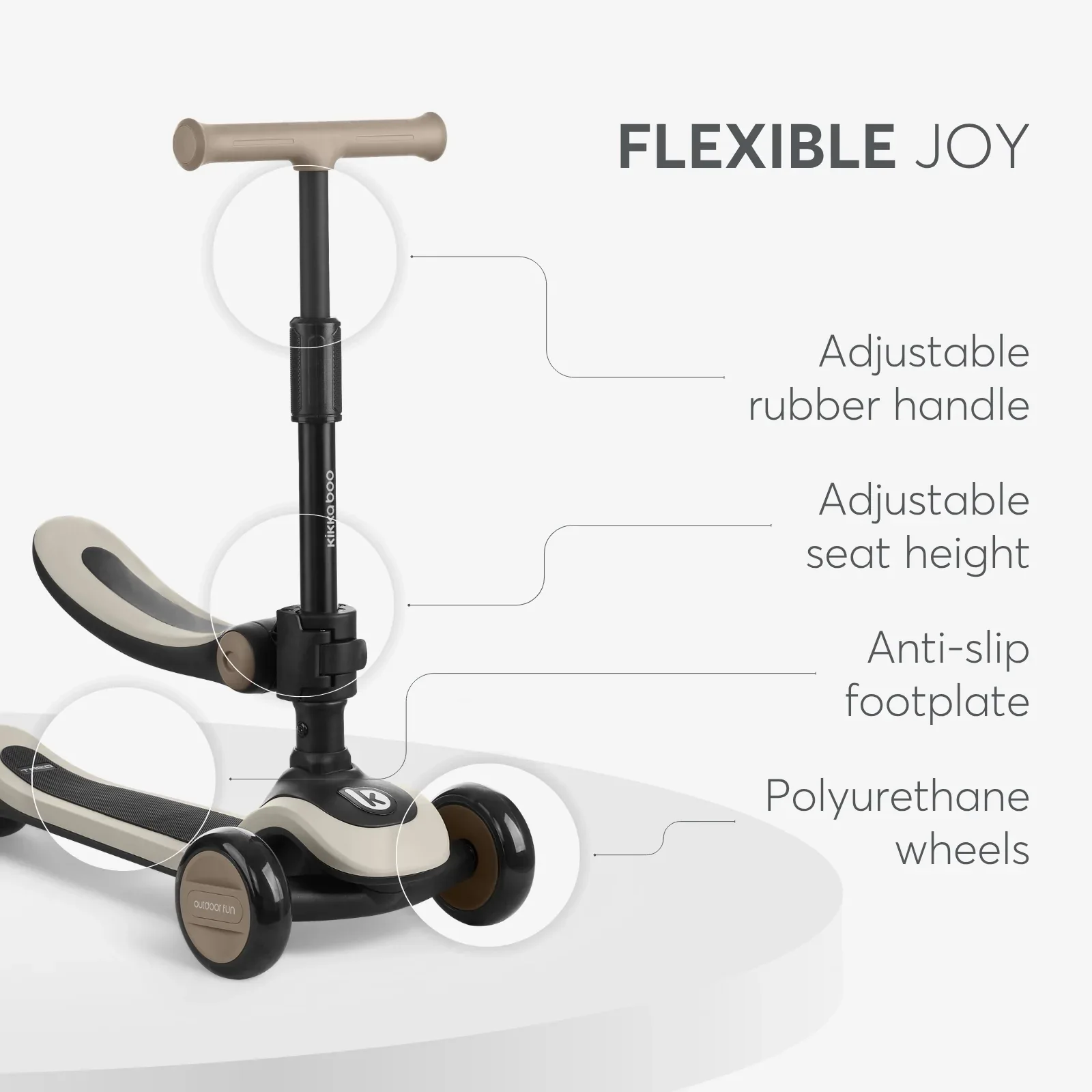 KikkaBoo® Scooter 2in1 Treo Beige - Image 7