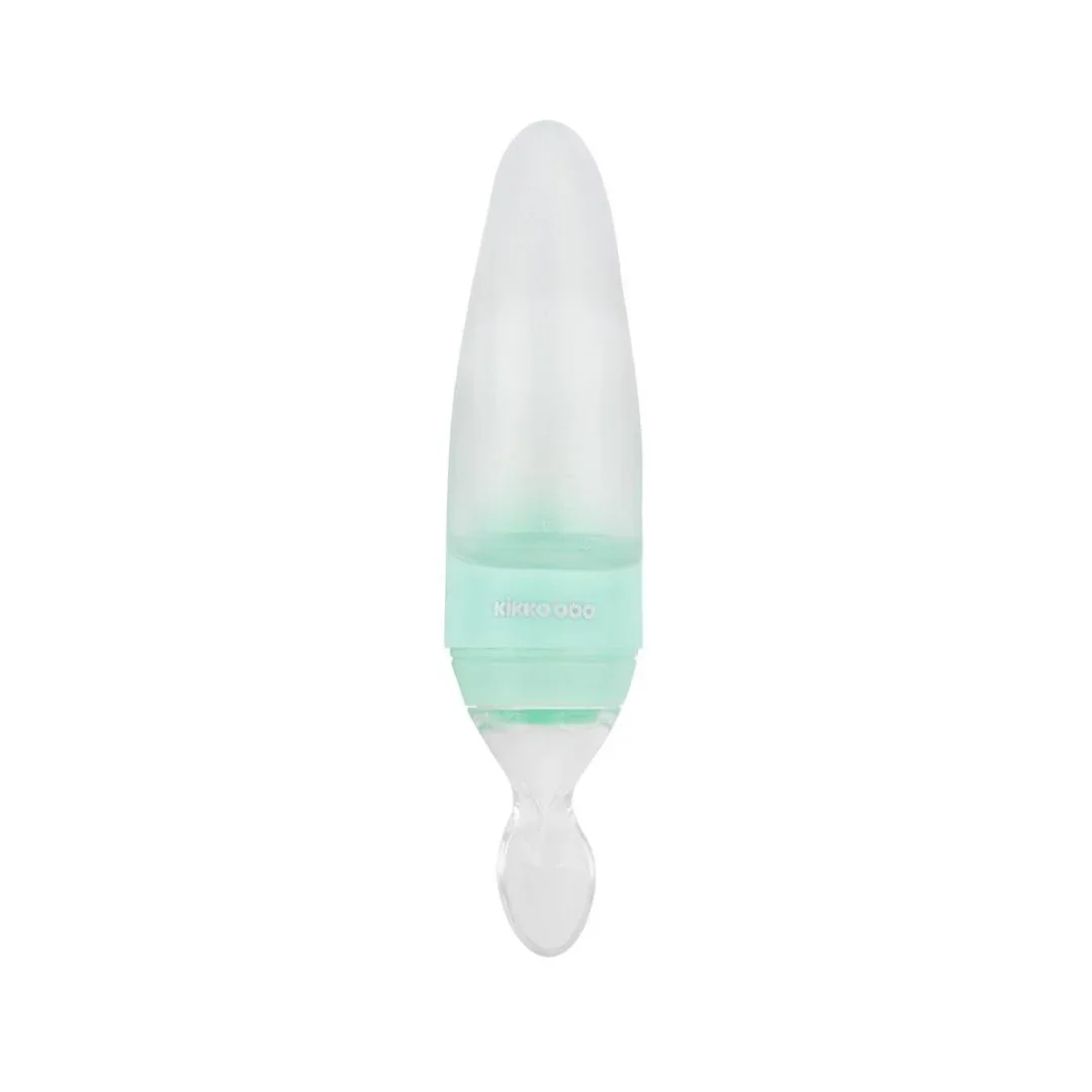KikkaBoo® Silicone squeeze feeding bottle with spoon 90ml Rocket Mint - Image 3