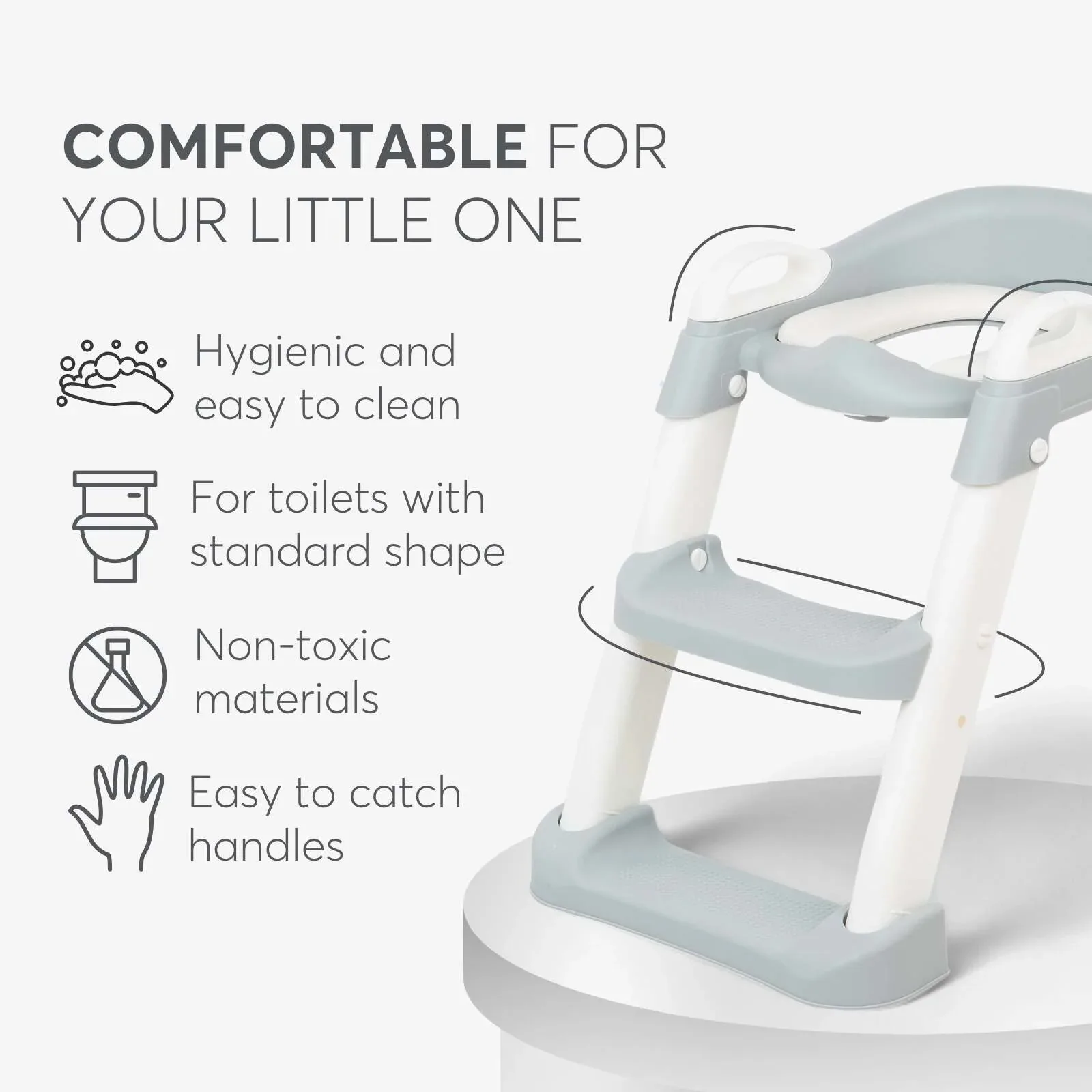 KikkaBoo® Toilet seat with ladder Lea Grey - Image 3