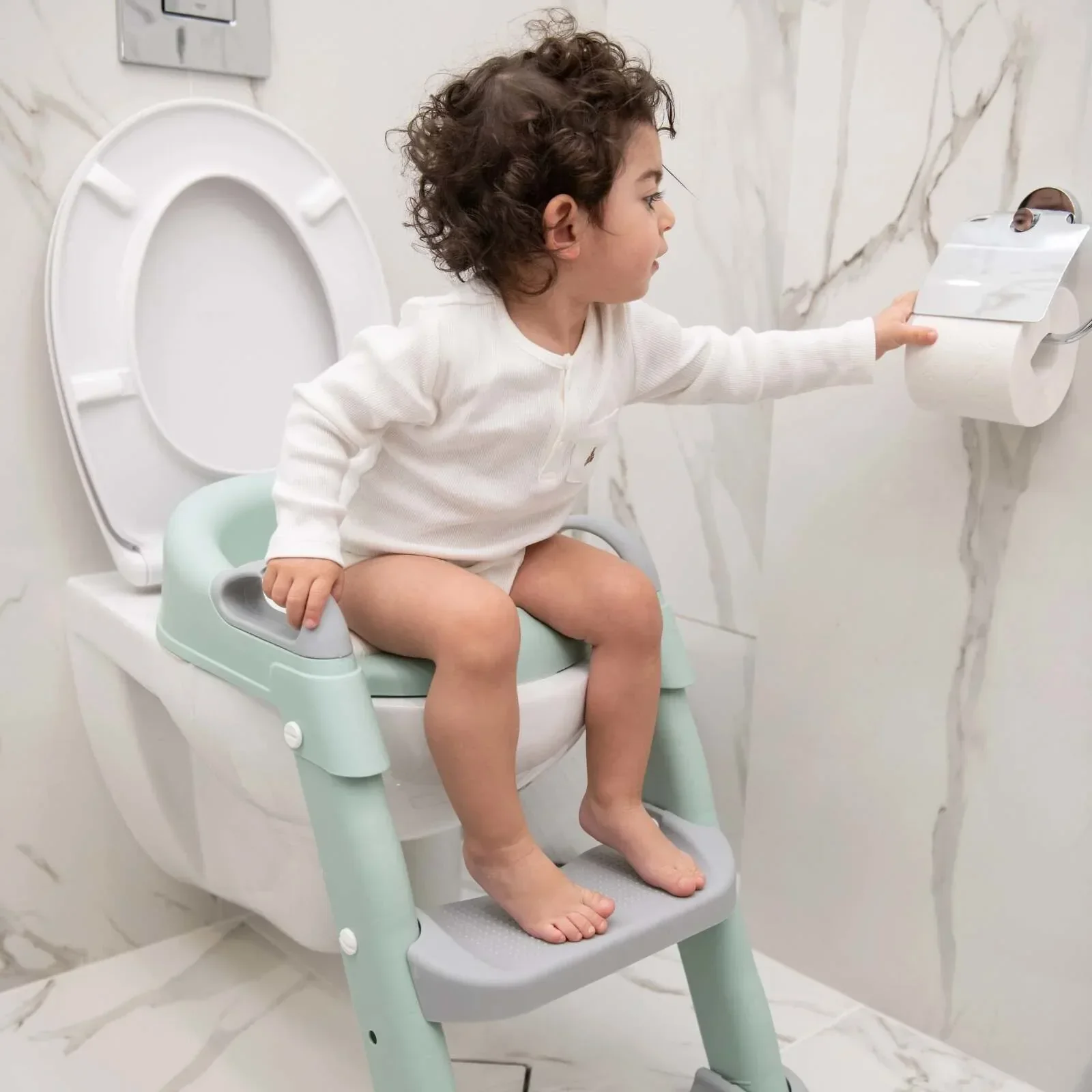 KikkaBoo® Toilet seat with ladder Lea Grey - Image 4