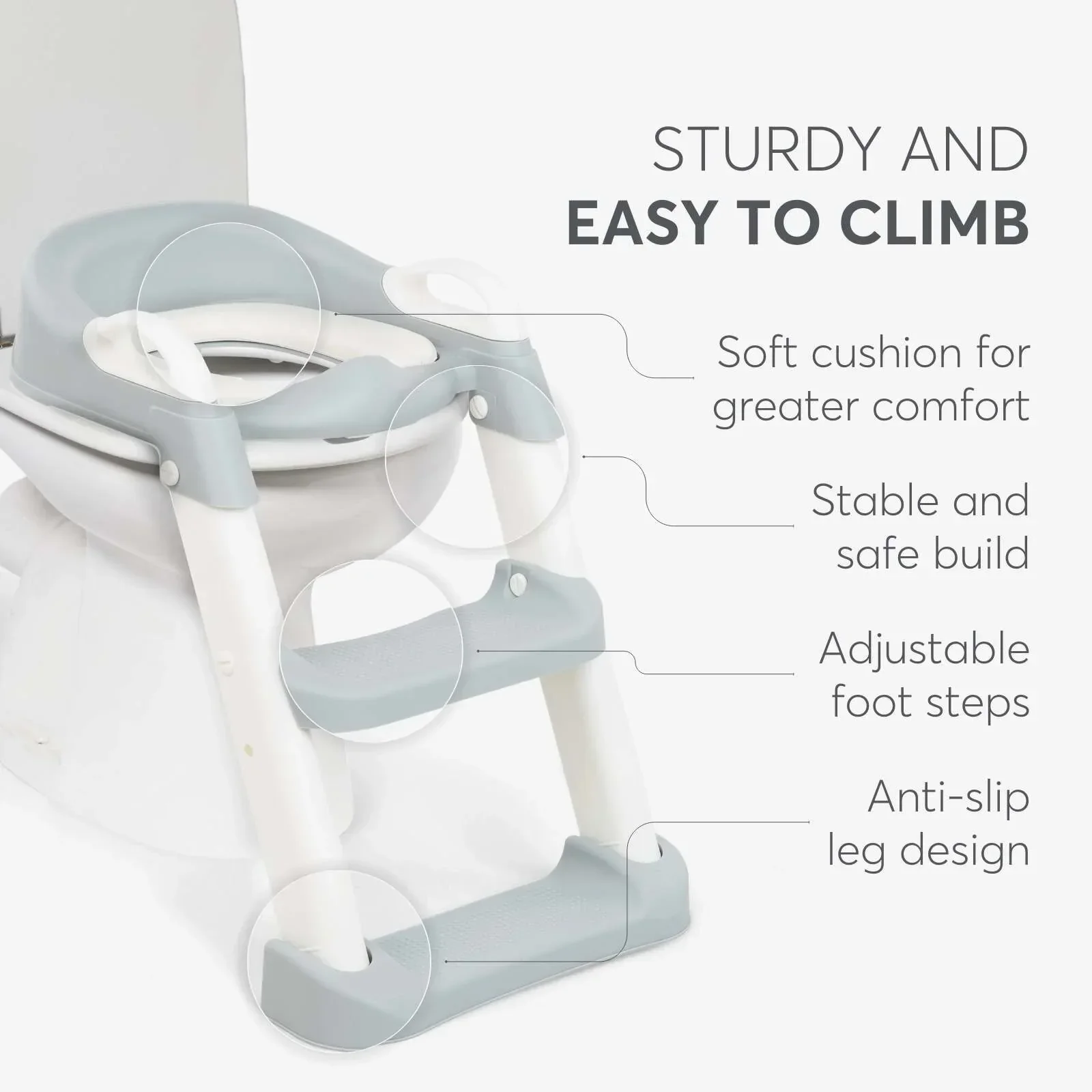 KikkaBoo® Toilet seat with ladder Lea Grey - Image 6