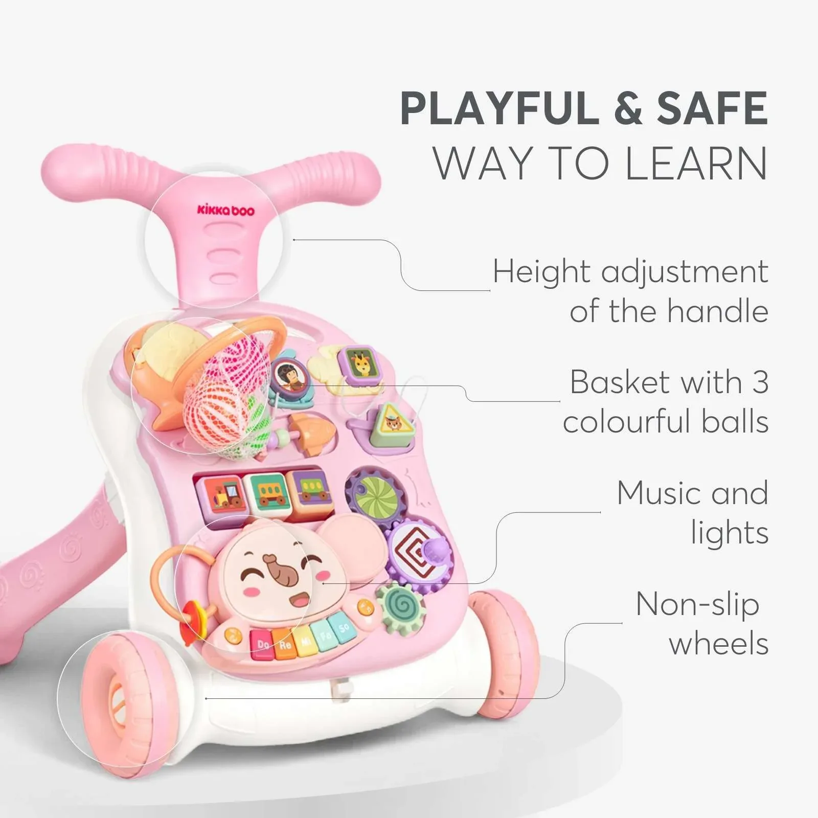KikkaBoo® Walker 3in1 Play & Grow Pink - Image 6