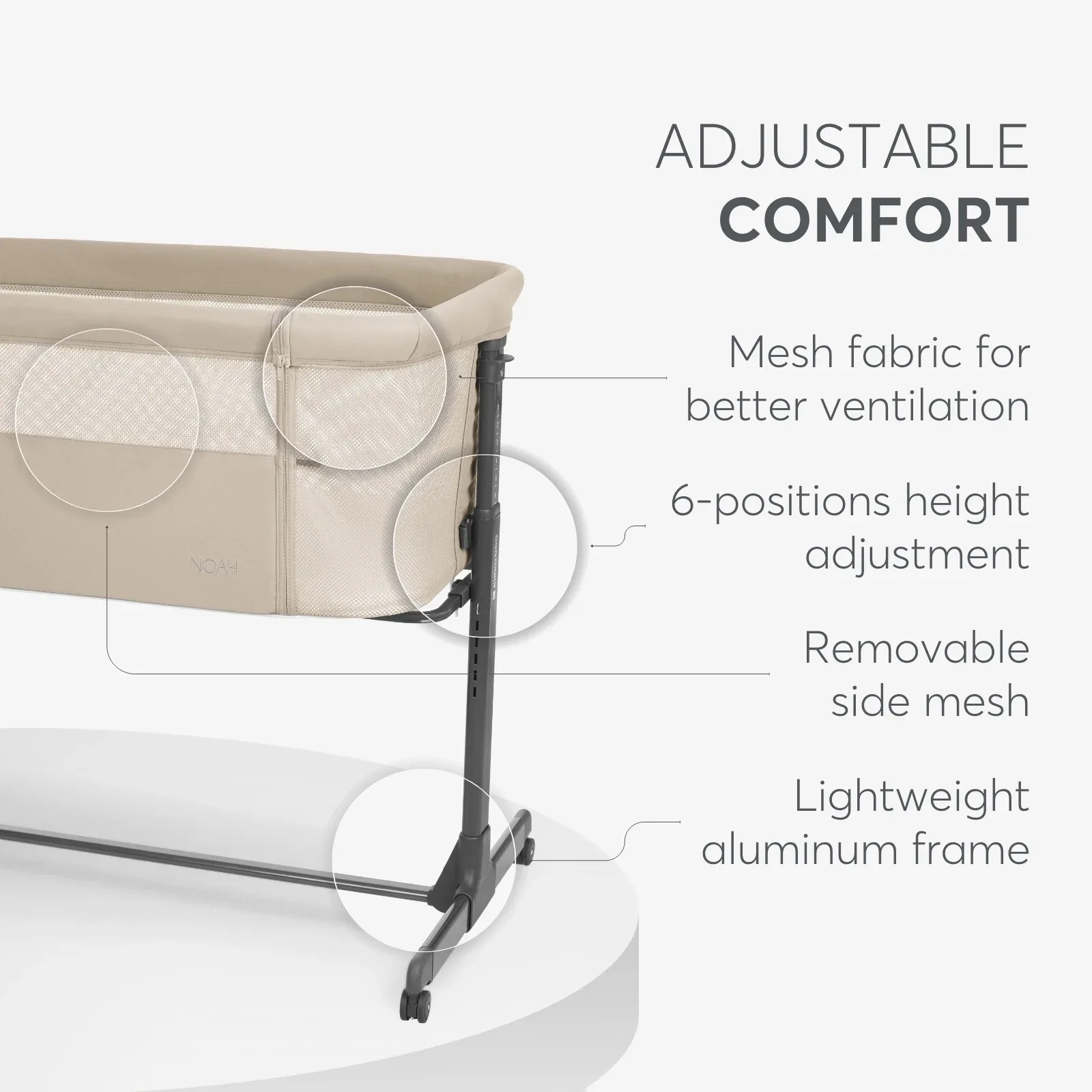 KikkaBoo® Bedside crib Noah Beige 2025 - Image 8