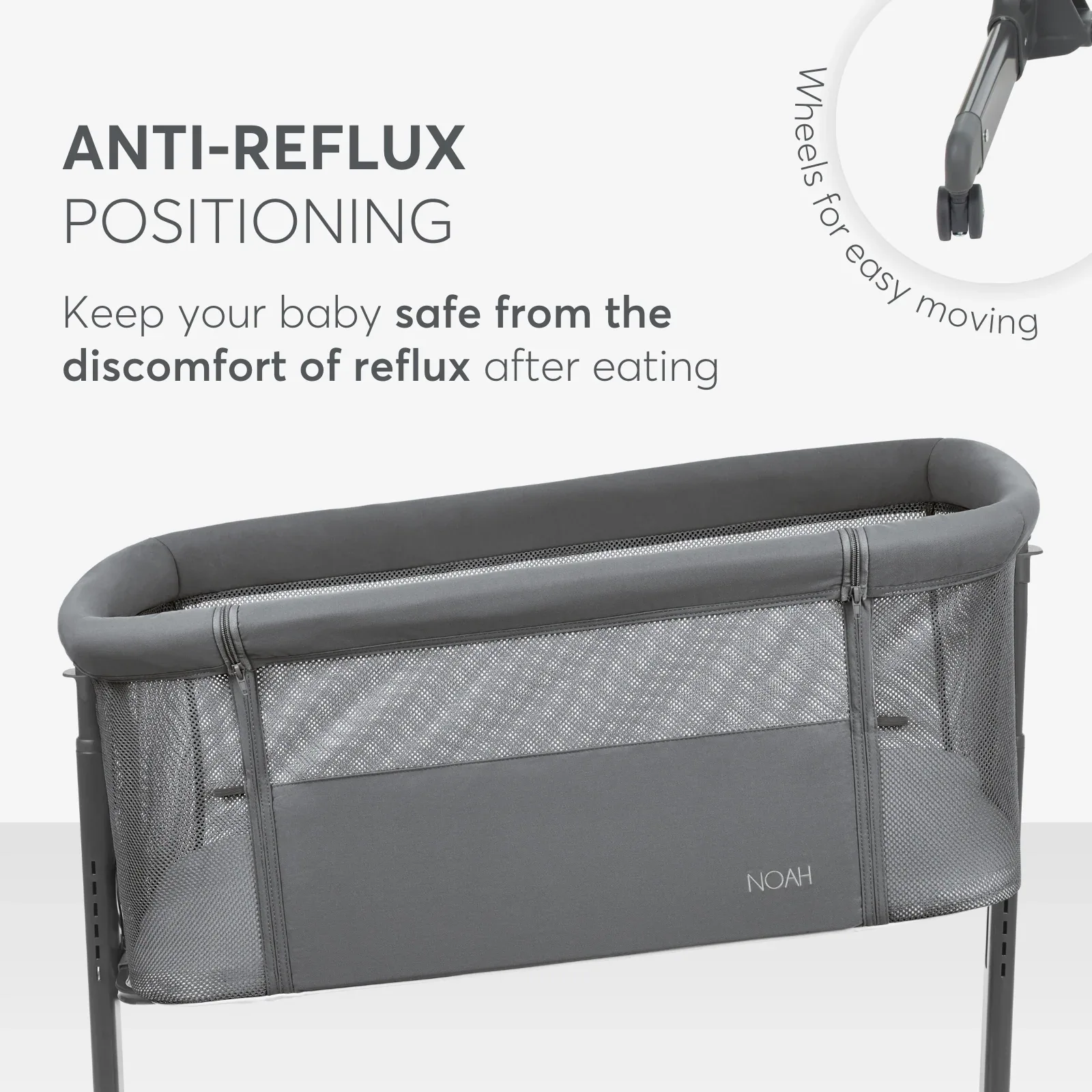 KikkaBoo® Bedside crib Noah Light Grey 2025 - Image 4