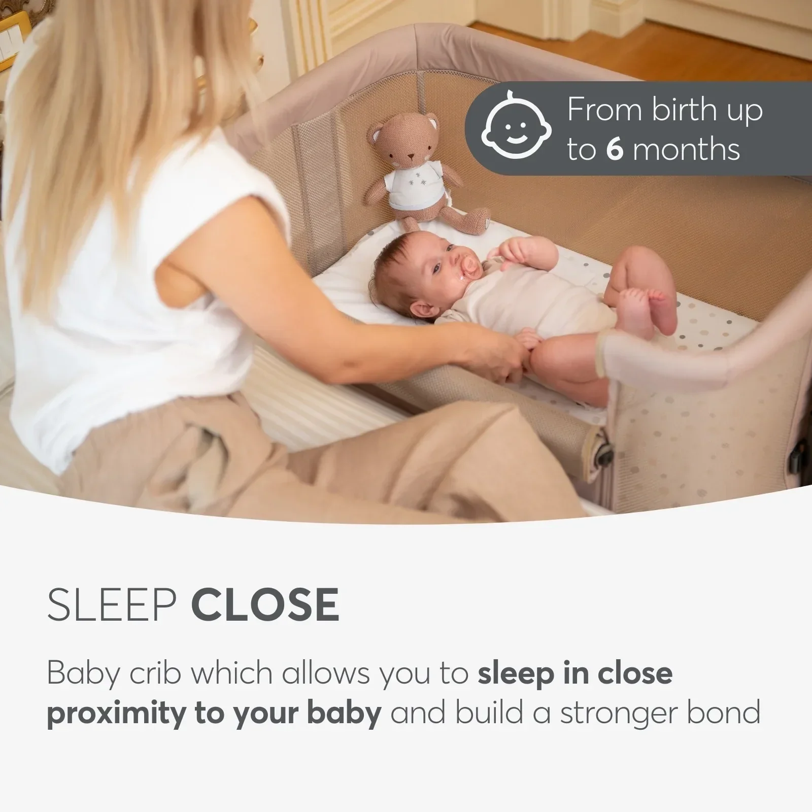 KikkaBoo® Bedside crib Noah Light Grey 2025 - Image 8