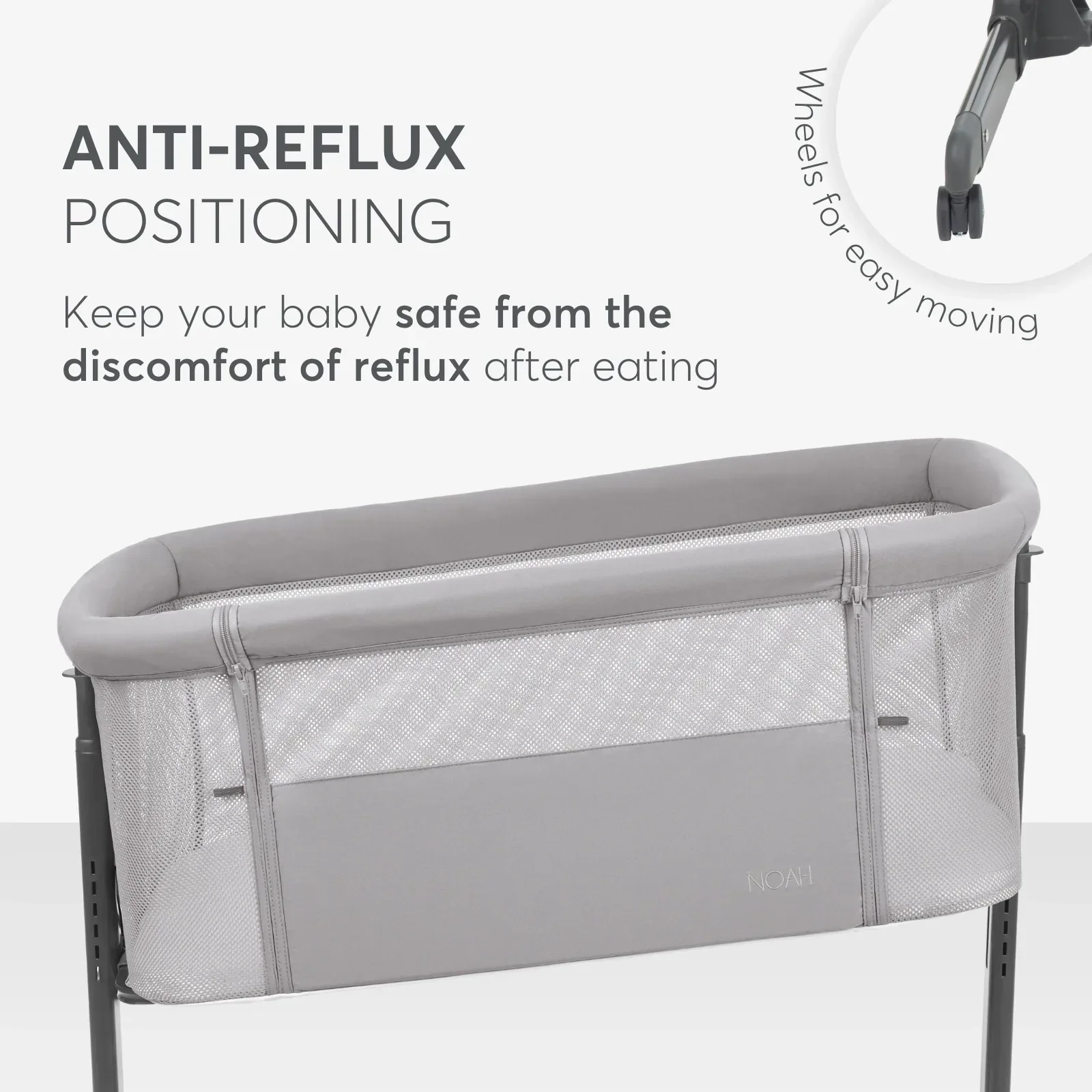 KikkaBoo® Bedside crib Noah Light Grey 2025 - Image 8