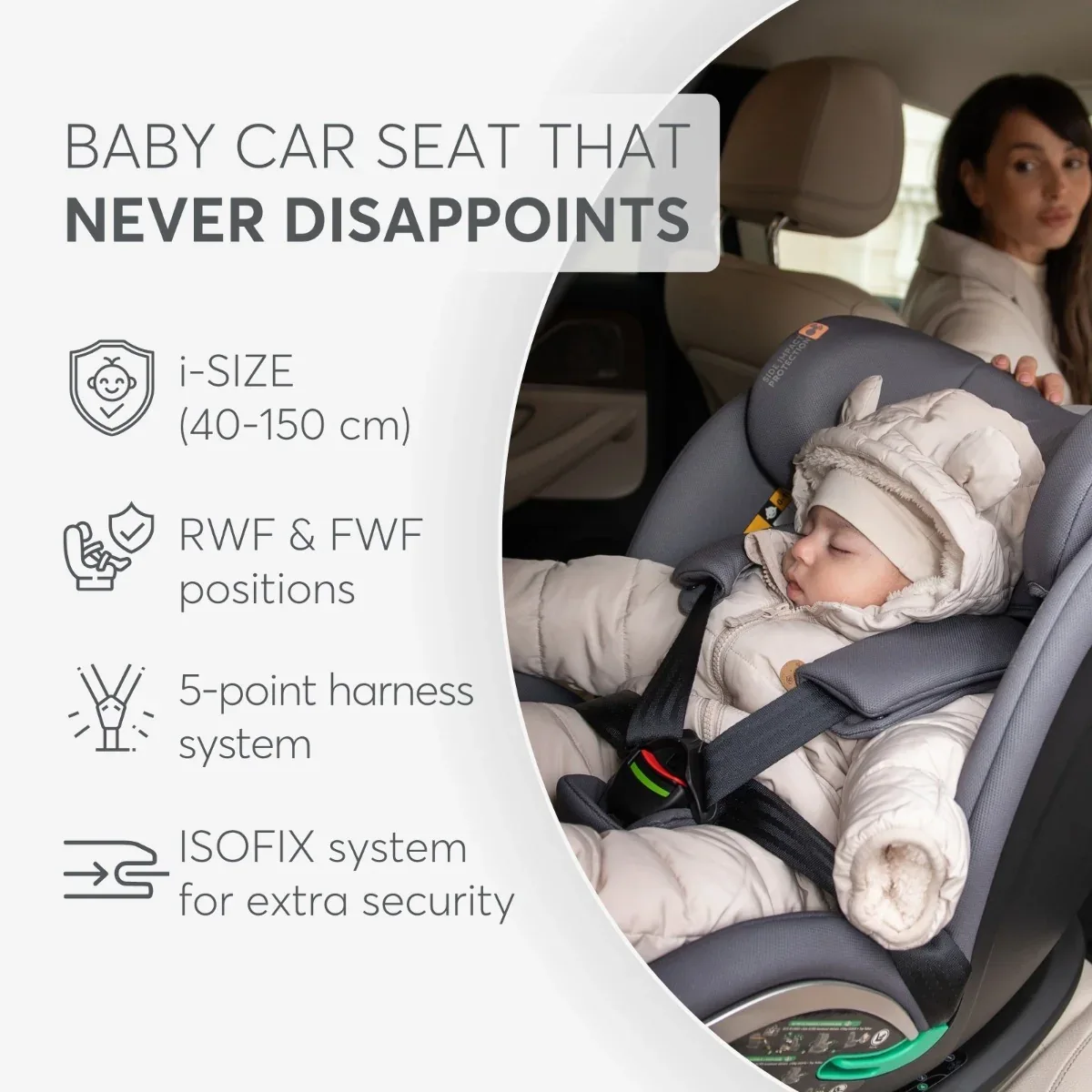 KikkaBoo® Car seat 360° i-Drive i-SIZE (40-150 cm) Dark Grey - Image 8