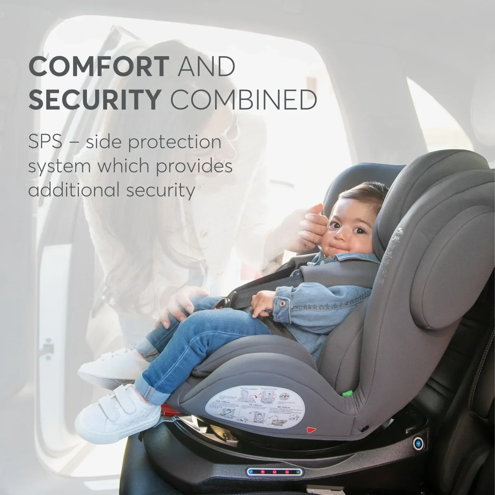 KikkaBoo® Car seat 360° i-Felix i-SIZE (40-150 cm) Light Grey - Image 12