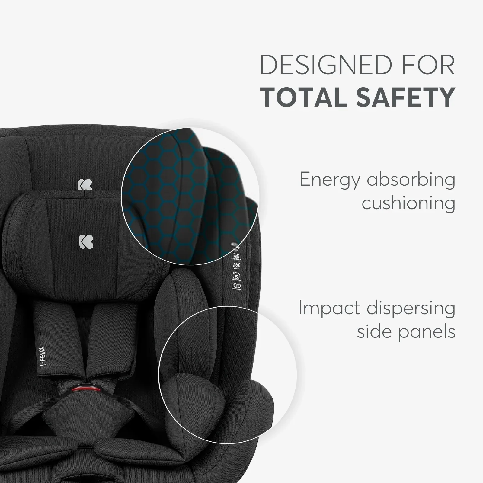 KikkaBoo® Car seat 360° i-Felix i-SIZE (40-150 cm) Light Grey - Image 9