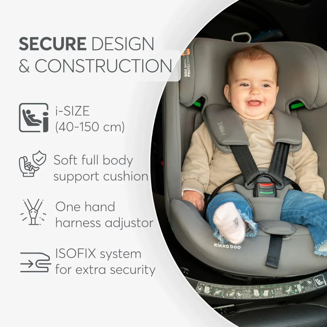 KikkaBoo® Car seat 360°  i-Hike i-SIZE (40-150 cm) Light Grey 2025 - Image 6