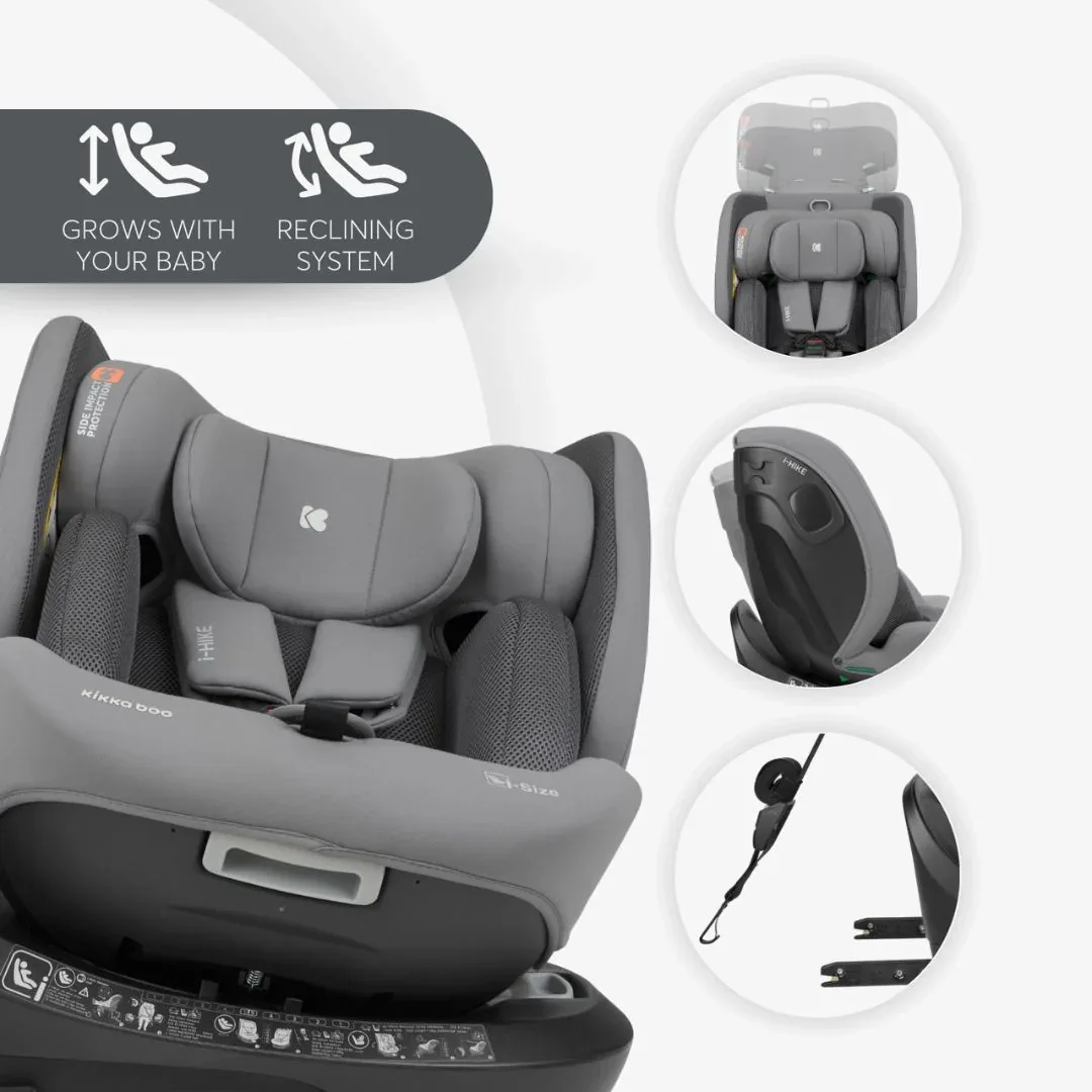 KikkaBoo® Car seat 360°  i-Hike i-SIZE (40-150 cm) Light Grey 2025 - Image 9